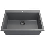 Bocchi Campino Uno 27" Undermount Single Basin Granite Kitchen Sink with Basket Strainer Concrete Gray