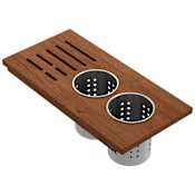 Bocchi Wood 16" x 7-7/8" Prep Board with 2 Bowls Mahogany