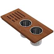 Bocchi Wood 17-1/8" x 7-7/8" Prep Board with 2 Bowls Mahogany