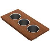 Bocchi Wood 16" x 7-7/8" Prep Board with 3 Bowls Mahogany