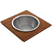 Bocchi Wood 16" x 15" Prep Board with Colander Mahogany
