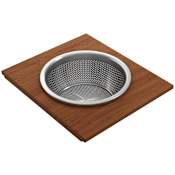 Bocchi Wood 17-1/8" x 15" Prep Board with Colander Mahogany
