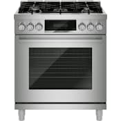 Bosch 800 Series 30 Inch Wide 4.7 Cu. Ft. Free Standing, Slide In Dual Fuel Range Stainless Steel