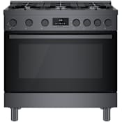 Bosch 800 Series 36 Inch Wide 3.7 Cu. Ft. Free Standing Dual Fuel Range with Convection Pro and QuietClose Black Stainless Steel