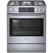 Bosch 800 Series 32 Inch Wide 4.8 Cu. Ft. Slide In Gas Range with Viewing Window and 3 Racks Stainless Steel