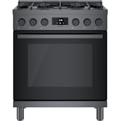 Bosch 800 Series 30 Inch Wide 3.6 Cu. Ft. Free Standing Gas Range with Convection Bake and QuietClose Black Stainless Steel