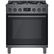 Bosch 800 Series 30 Inch Wide 3.6 Cu. Ft. Free Standing Gas Range with Convection Bake and QuietClose Black Stainless Steel