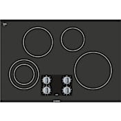 Bosch 500 Series 30 Inch Wide 4 Burner Electric Cooktop with Knob Controls and Dual Element Black