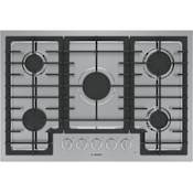 Bosch 31 Inch Wide 5 Burner Gas Cooktop with OptiSim Burner Stainless Steel