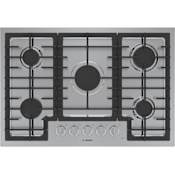 Bosch 500 Series 30 Inch Wide 5 Burner Natural Gas Cooktop with FlameSafe Thermocouple and OptiSim Burner Stainless Steel