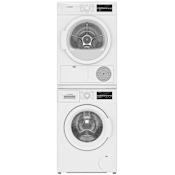 Bosch 300 Series 24 Inch Wide 2.2 Cu. Ft. Front Load Washer and 24 Inch Wide 4 Cu. Ft. Electric Dryer Laundry Pair with SpeedPerfect® and Stacking Kit White