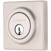 Brinks Mendocino Single Cylinder Keyed Entry Deadbolt from the Contemporary Collection Satin Nickel