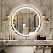 Brio Lighting Hayden 36" Diameter Contemporary Circular Aluminum Frameless Bathroom Wall Mirror with LED Lighting N/A
