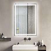 Brio Lighting Madelyn 20" W x 28" H Contemporary Rectangular Aluminum Frameless Bathroom Wall Mirror with LED Lighting N/A