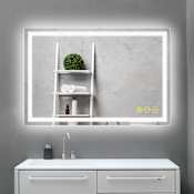Brio Lighting Madelyn 24" W x 36" H Contemporary Rectangular Aluminum Frameless Bathroom Wall Mirror with LED Lighting N/A
