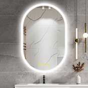 Brio Lighting Zoe 24" W x 36" H Contemporary Oval Aluminum Frameless Bathroom Wall Mirror with LED Lighting N/A