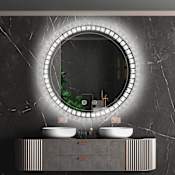 Brio Lighting Sparkle Vision 36" Diameter Circular Flat Framed Wall Mounted Bathroom Mirror with Lighting Crystal