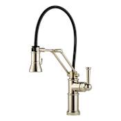 Brizo Artesso Pull-Down Kitchen Faucet with Dual Jointed Articulating Arm and Magnetic Docking Spray Head - Limited Lifetime Warranty Brilliance Polished Nickel