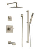 Brizo Siderna Thermostatic Tub and Shower System with Shower Head and Hand Shower - Rough-in Valve Included Brilliance Brushed Nickel