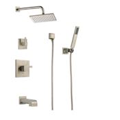 Brizo Siderna Pressure Balanced Tub and Shower System with Shower Head and Hand Shower - Rough-in Valve Included Brilliance Brushed Nickel