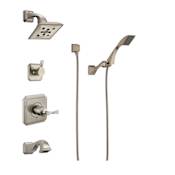 Brizo Virage Pressure Balanced Tub and Shower System with Shower Head and Hand Shower - Rough-in Valve Included Brilliance Brushed Nickel