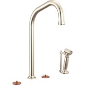 Brizo Faircroft 1.8 GPM Widespread Kitchen Faucet with Angled Spout and Side Spray - Less Handle Brilliance Polished Nickel