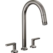 Brizo Kintsu 1.8 GPM Widespread Pull Down Kitchen Faucet with Arc Spout - Less Handles Lumicoat Black Onyx