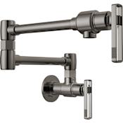 Brizo Kintsu 4 GPM Wall Mounted Single Hole Pot Filler with Knob Handle Lumicoat Black Onyx