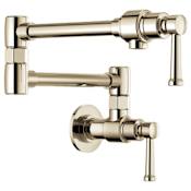 Brizo Artesso 4 GPM Wall Mounted Single Hole Kitchen Pot Filler Faucet Brilliance Polished Nickel