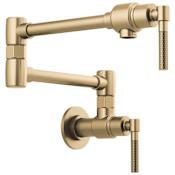 Brizo Litze 4 GPM Wall Mounted Double Handle Pot Filler with Knurled Handles - Limited Lifetime Warranty Luxe Gold