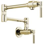 Brizo Litze 4 GPM Wall Mounted Double Handle Pot Filler with Knurled Handles - Limited Lifetime Warranty Brilliance Polished Nickel