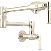 Brizo Faircroft 4 GPM Wall Mount Single Hole Pot Filler with Coin Edge Lever Handles Brilliance Polished Nickel