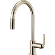 Brizo Litze Single Handle Arc Spout Pull Down Kitchen Faucet with Industrial Handle - Limited Lifetime Warranty Brilliance Polished Nickel