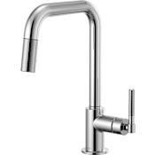 Brizo Litze Single Handle Square Arc Pull Down Kitchen Faucet with Knurled Handle - Limited Lifetime Warranty Chrome