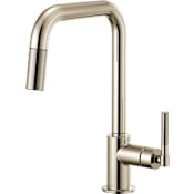 Brizo Litze Single Handle Square Arc Pull Down Kitchen Faucet with Knurled Handle - Limited Lifetime Warranty Brilliance Polished Nickel