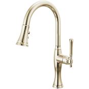 Brizo Tulham 1.8 GPM Single Hole Pull Down Kitchen Faucet with Magnetic Docking Spray Head Brilliance Polished Nickel