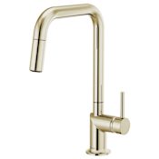 Brizo Odin 1.8 GPM Single Hole Pull Down Kitchen Faucet with Square Spout - Less Handle Brilliance Polished Nickel