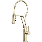 Brizo Odin 1.8 GPM Pre-Rinse Pull-Down Kitchen Faucet with Dual Jointed Articulating Arm, Magnetic Docking Spray Head and Metal Finished Hose - Less Handle Brilliance Polished Nickel