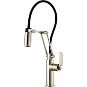 Brizo Litze Single Handle Articulating Kitchen Faucet with Industrial Handle - Limited Lifetime Warranty Brilliance Polished Nickel