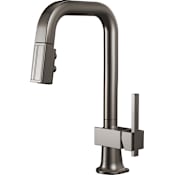 Brizo Frank Lloyd Wright 1.8 GPM Single Hole Pull Down Prep Kitchen Faucet with Square Spout - Less Handle Brilliance Black Onyx