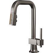 Brizo Frank Lloyd Wright 1.8 GPM Single Hole Pull Down Prep Kitchen Faucet with Square Spout and Wood/Concrete Inlay - Less Handle Brilliance Black Onyx / Wood