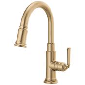 Brizo Rook 1.8 GPM Single Hole Pull Down Prep/Bar Faucet with MagneDock - Limited Lifetime Warranty Luxe Gold