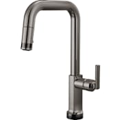 Brizo Kintsu 1.8 GPM Single Hole Pull Down Kitchen Faucet with On/Off Touch Activation and Square Spout - Less Handle Lumicoat Black Onyx