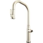 Brizo Faircroft 1.8 GPM Single Hole Pull Down Kitchen Faucet with Smartouch and Angled Spout - Less Handle Brilliance Polished Nickel