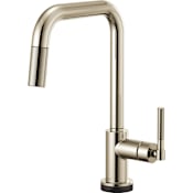 Brizo Litze 1.8 GPM SmartTouch Single Hole Pull Down Kitchen Faucet with On/Off Touch Activation, Square Spout and Knurled Handle Brilliance Polished Nickel