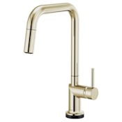 Brizo Odin 1.8 GPM Single Hole Pull Down Kitchen Faucet with On/Off Touch Activation and Square Spout - Less Handle Brilliance Polished Nickel