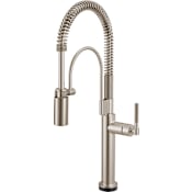 Brizo Litze 1.8 GPM Semi-Professional Kitchen Faucet with On/Off Touch Activation, Two-function Spray Wand and Knurled Handle Brilliance Stainless