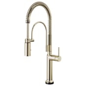 Brizo Odin 1.8 GPM Single Hole SmartTouch Semi-Professional Kitchen Faucet with On/Off Touch Activation and Two-function Wand - Less Handle Brilliance Polished Nickel