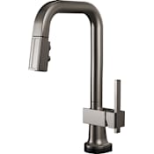 Brizo Frank Lloyd Wright 1.8 GPM Single Hole SmartTouch Pull Down Prep Kitchen Faucet with On/Off Touch Activation and Square Spout - Less Handle Brilliance Black Onyx