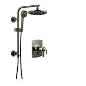 Brizo Allaria Thermostatic Shower Column Shower System with Raincan Shower Head and Hand Shower - Rough-in Valve Included Brilliance Black Onyx